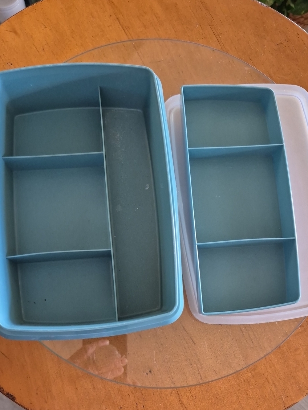 Vintage Tupperware Tuppercraft Blue Plastic Compartment Storage Organizer